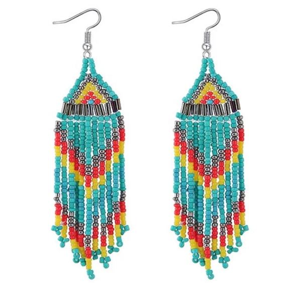 NEW southwest beaded boho bohemian colorful chandelier earrings jewelry B22B - Picture 2 of 2